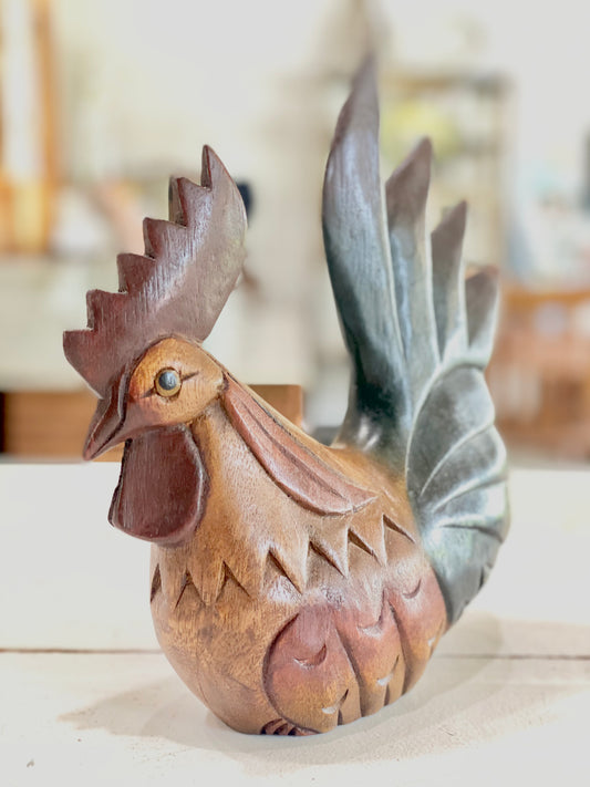 Vintage Wood Carved Rooster