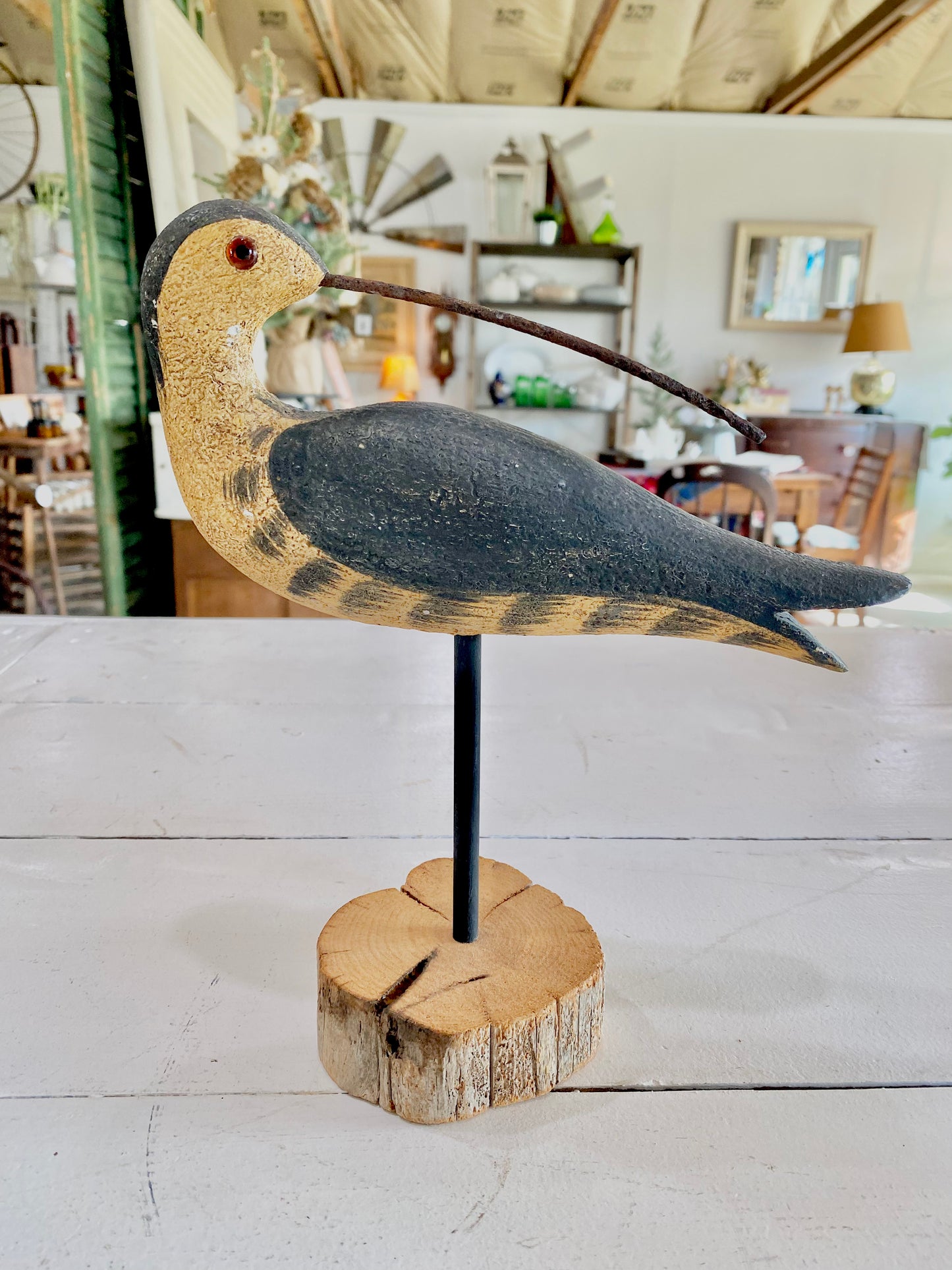 Vintage Hand Carved Bird on Wood base