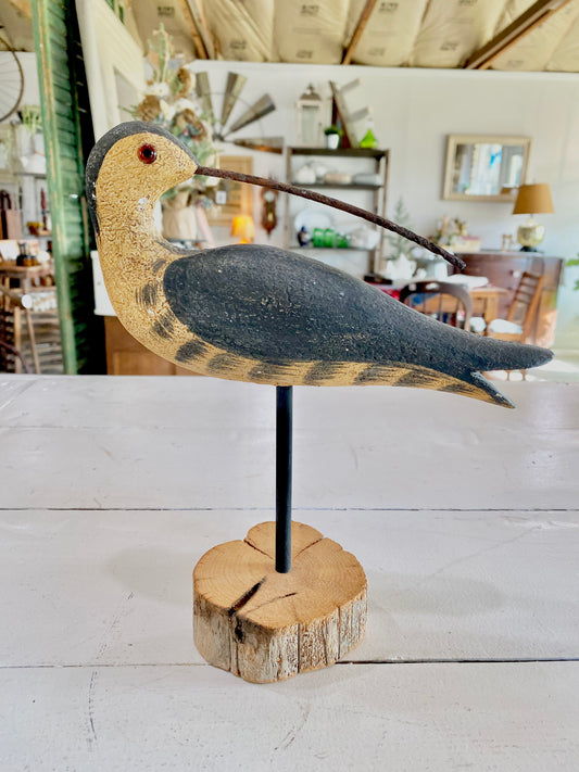 Vintage Hand Carved Bird on Wood base